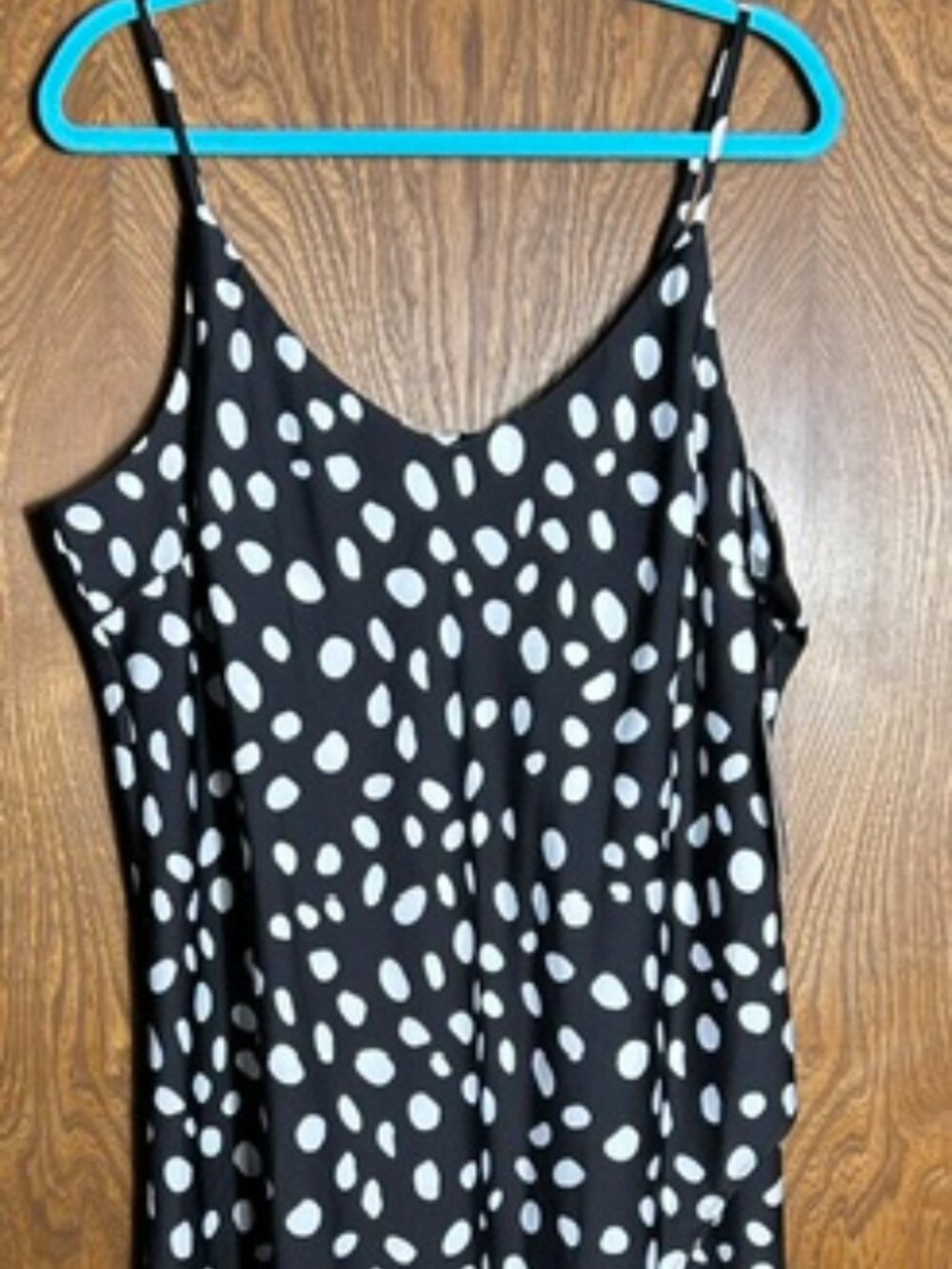 Scoop Brand Midi Dress Womens XXL Black White Polka Dot Adjustable Straps NWT